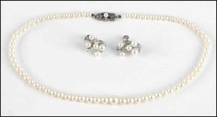 Appraisal: MIKIMOTO GRADUATED PEARL NECKLACE Together with a pair of pearl