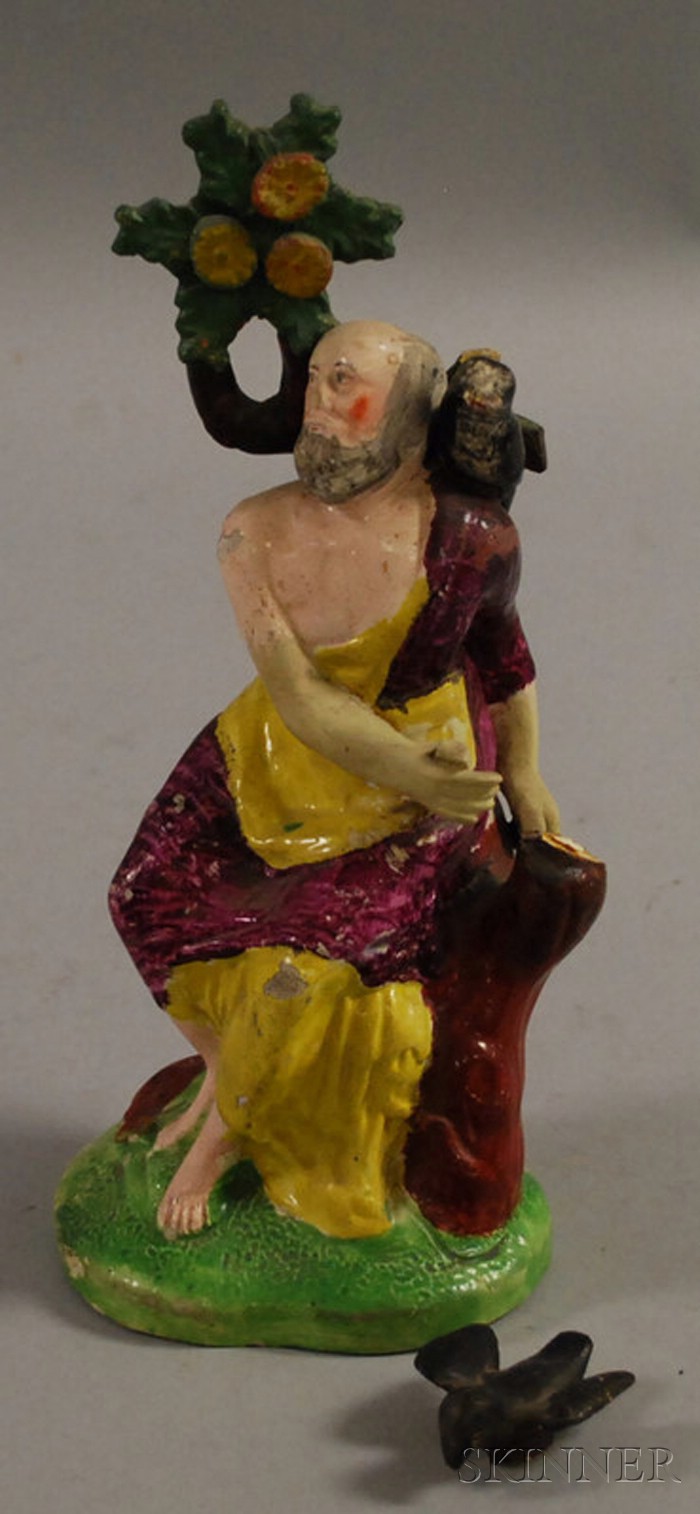 Appraisal: Hand-painted Staffordshire Figure imperfections ht in