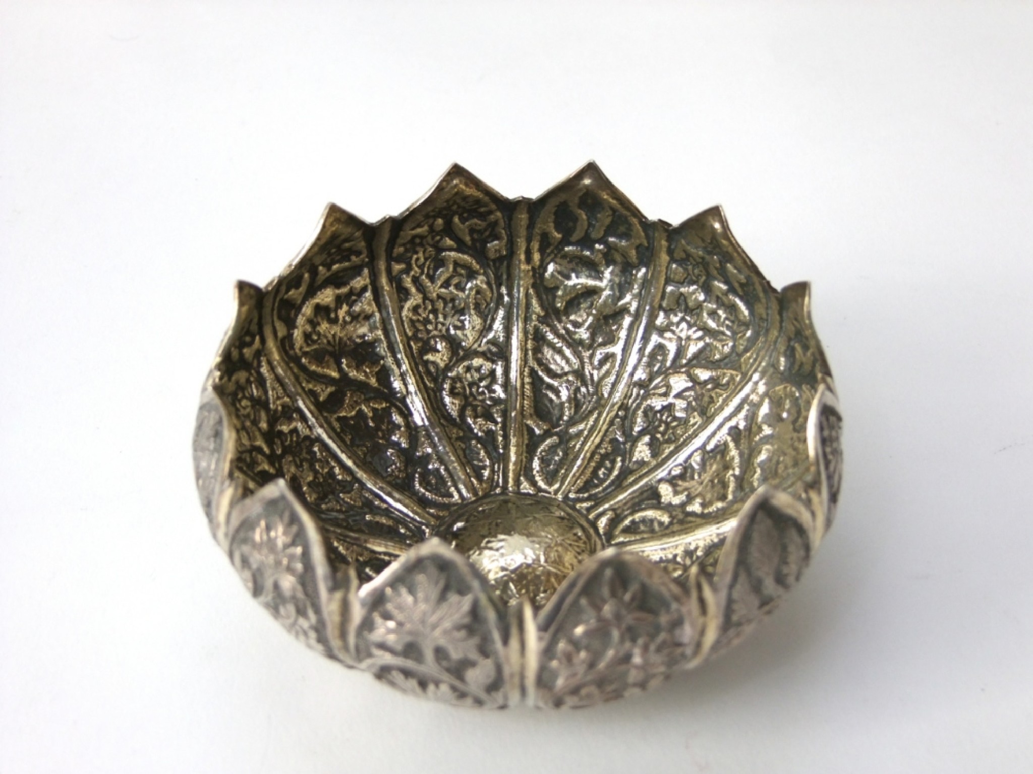 Appraisal: A cast silver bowl Indian of Lotus flower form with