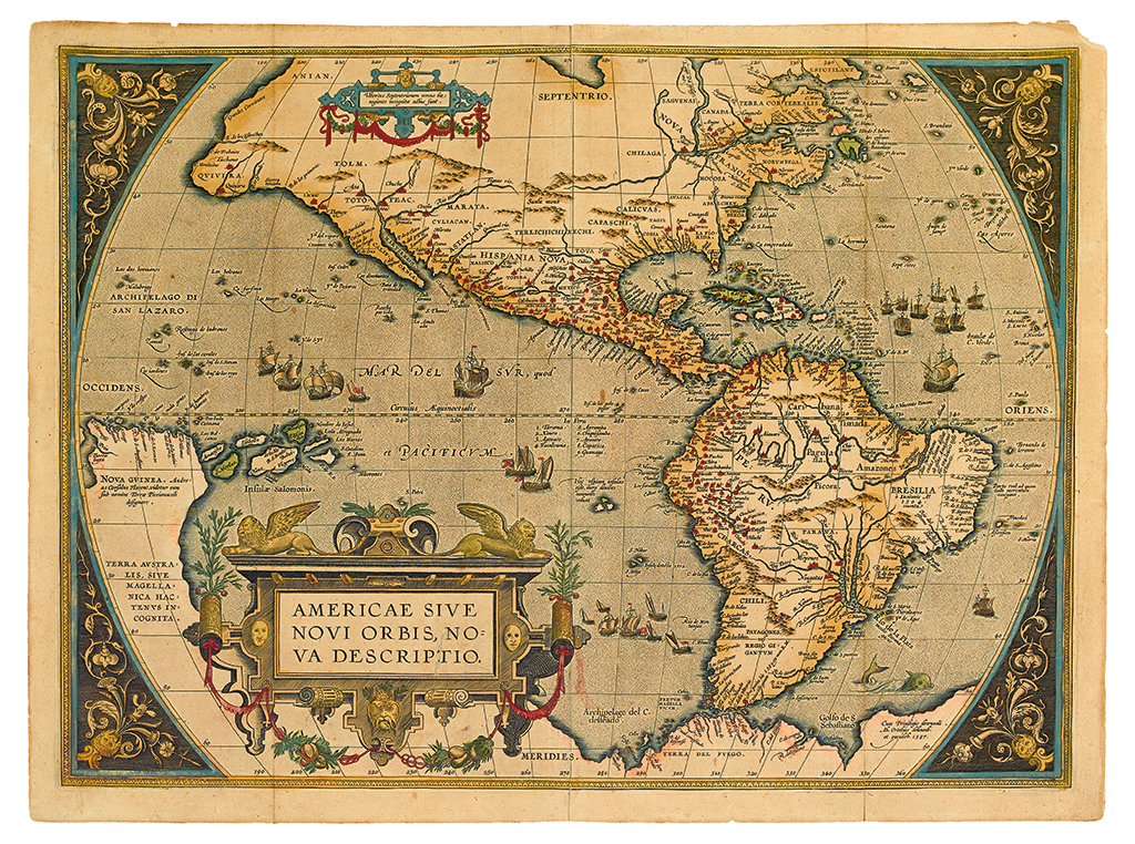 Appraisal: ORTELIUS ABRAHAM Americae sive novi Orbis Nova Descriptio Double-page engraved