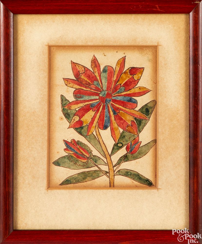 Appraisal: Pennsylvania watercolor fraktur reward of merit Southeastern Pennsylvania watercolor fraktur