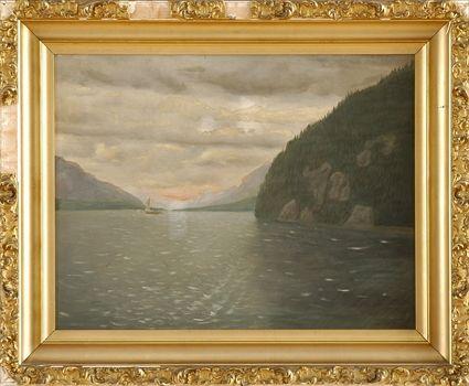 Appraisal: HUDSON RIVER SCHOOL LANDSCAPE Oil on canvas titled Remember your