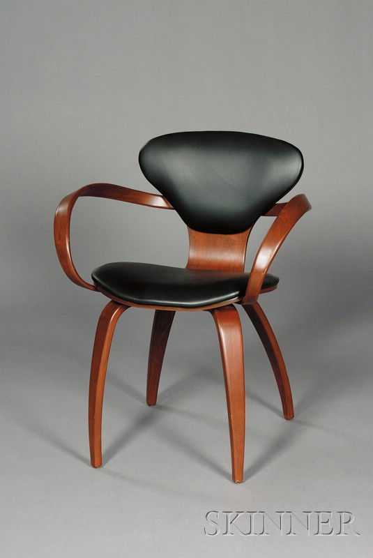 Appraisal: Two Plycraft Chairs Leather and bentwood Design by Norman Cherner