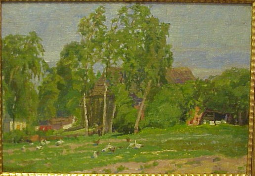 Appraisal: Paul Wilhem Harnisch German b summer landscape with trees barn