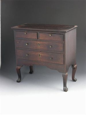 Appraisal: A George III mahogany miniature chest with a moulded cornice