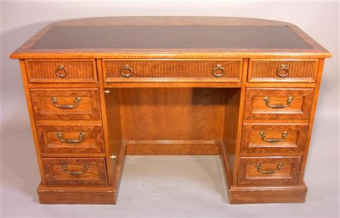 Appraisal: GEORGE III STYLE OAK AND BURLED WALNUT DESK the top