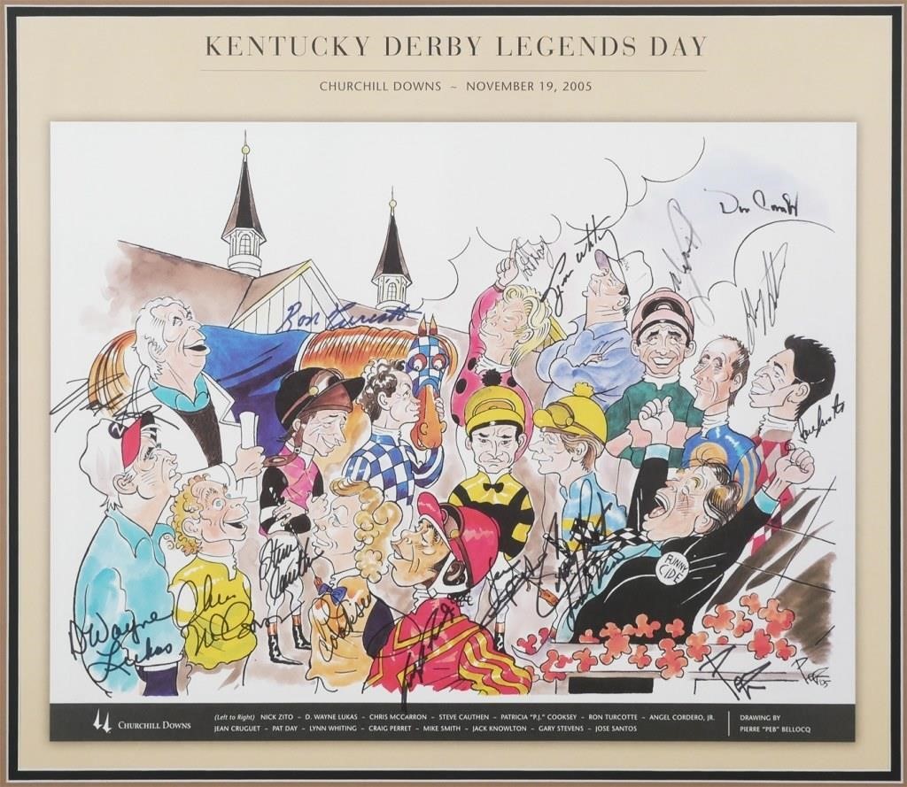 Appraisal: Chuchill Downs Kentucky Derby racing legends signed poster Signed by