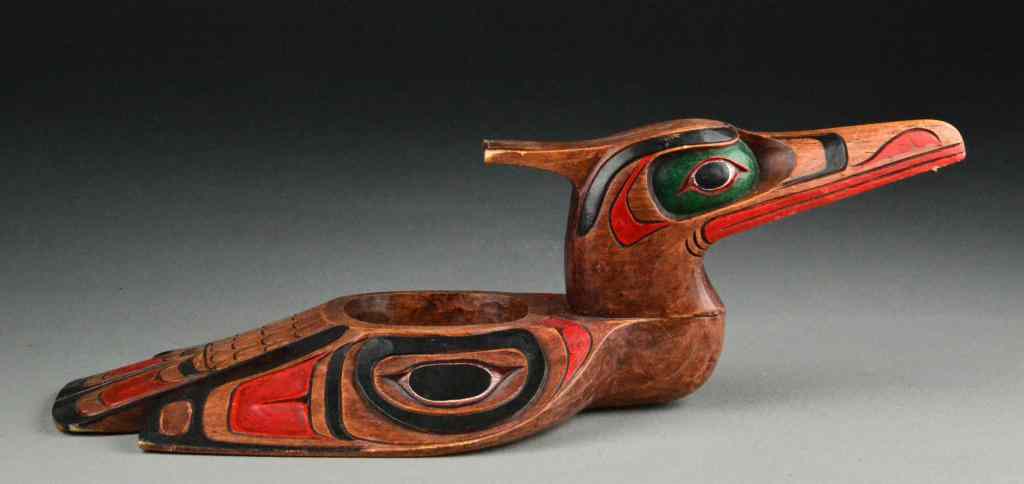 Appraisal: Northwest Coast Carved and Painted Loon BowlCarved to depict an