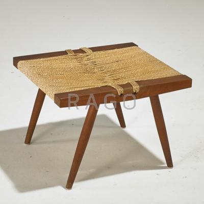 Appraisal: GEORGE NAKASHIMA NAKASHIMA STUDIOS Bench USA Grass-seated stool New Hope