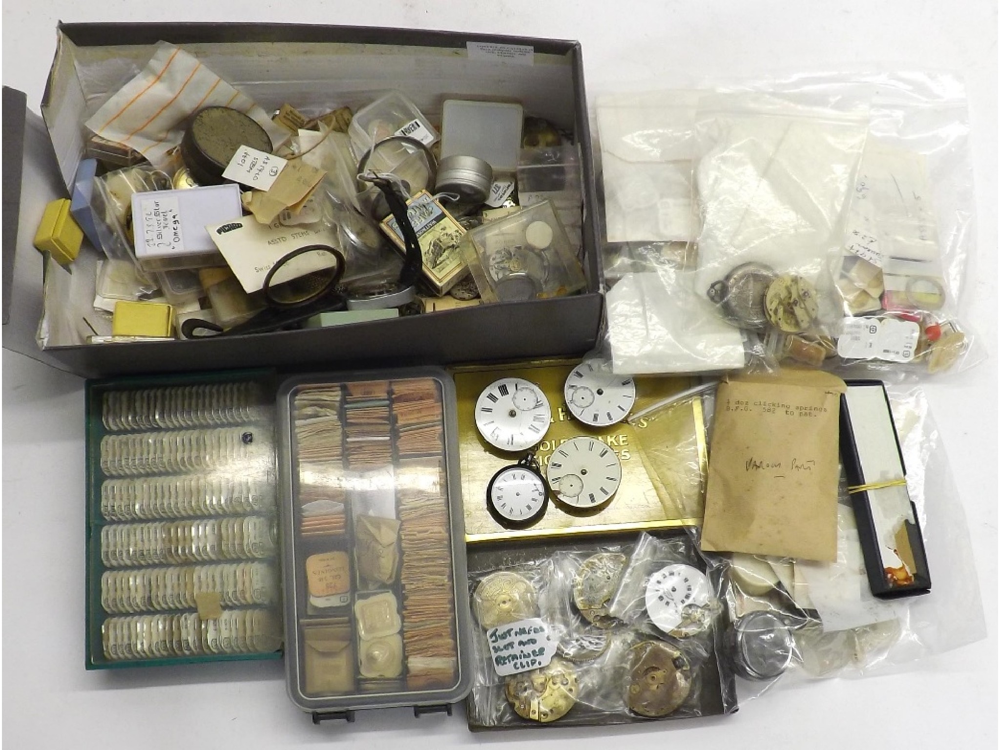 Appraisal: Assortment of wristwatch and pocket watch movements and dials together