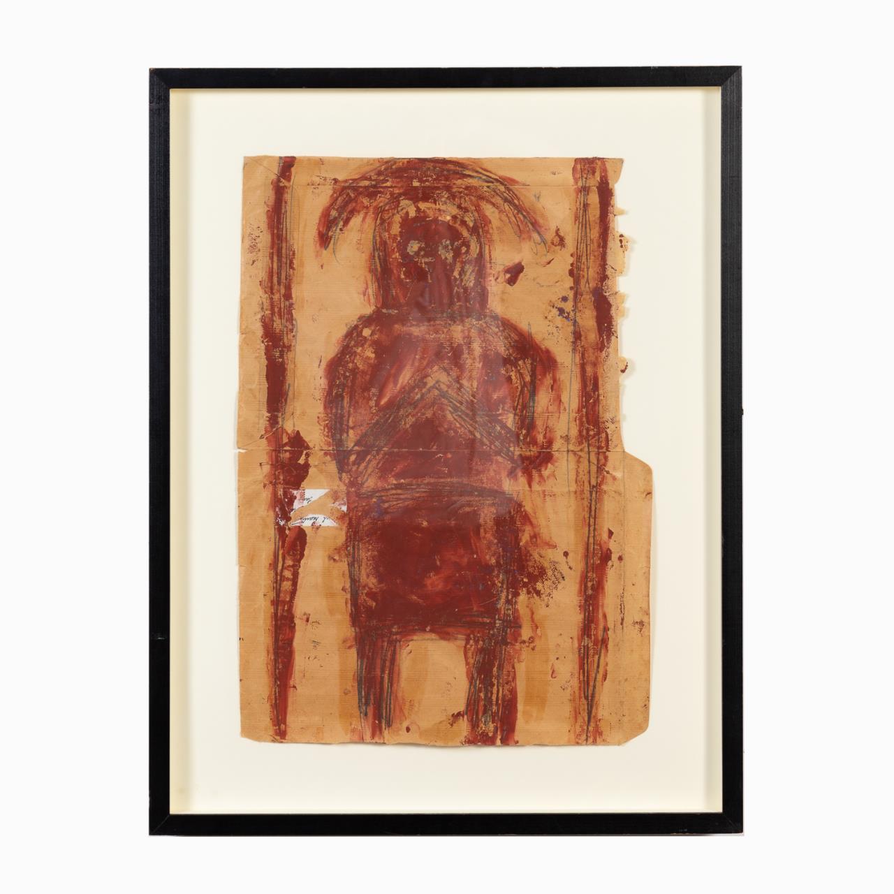 Appraisal: MICHEL NEDJAR RED FIGURE M M ON PAPER Michel Nedjar