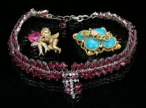 Appraisal: Vintage Signed Costume Jewelry Lot includes two brooches and rhinestone