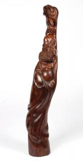 Appraisal: Chinese Wooden Damo Chinese carving of Buddhist figure possibly huanghuali