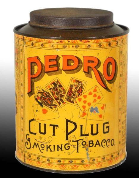 Appraisal: Pedro Cut Plug Tobacco Canister Description Manufactured by William S