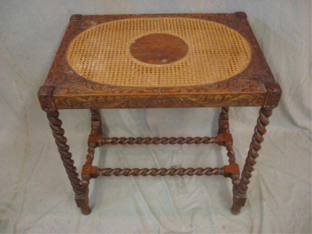 Appraisal: Victorian Cane Top Oak Table with Spindle Legs From a