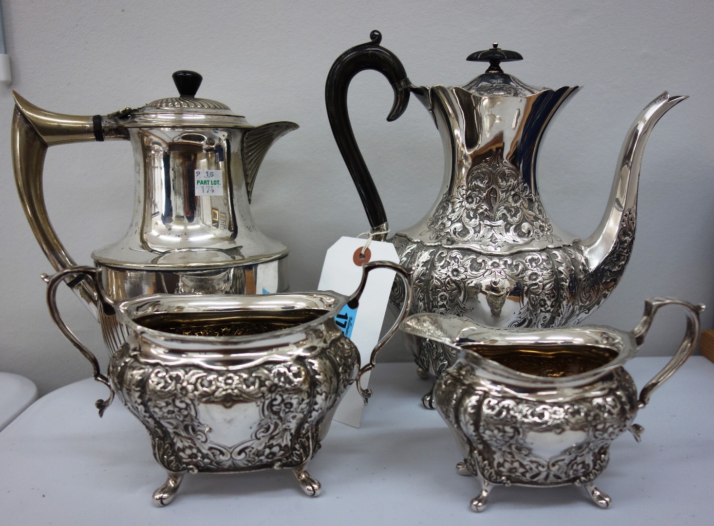 Appraisal: A late Victorian electroplate three piece coffee service Mappin Brothers