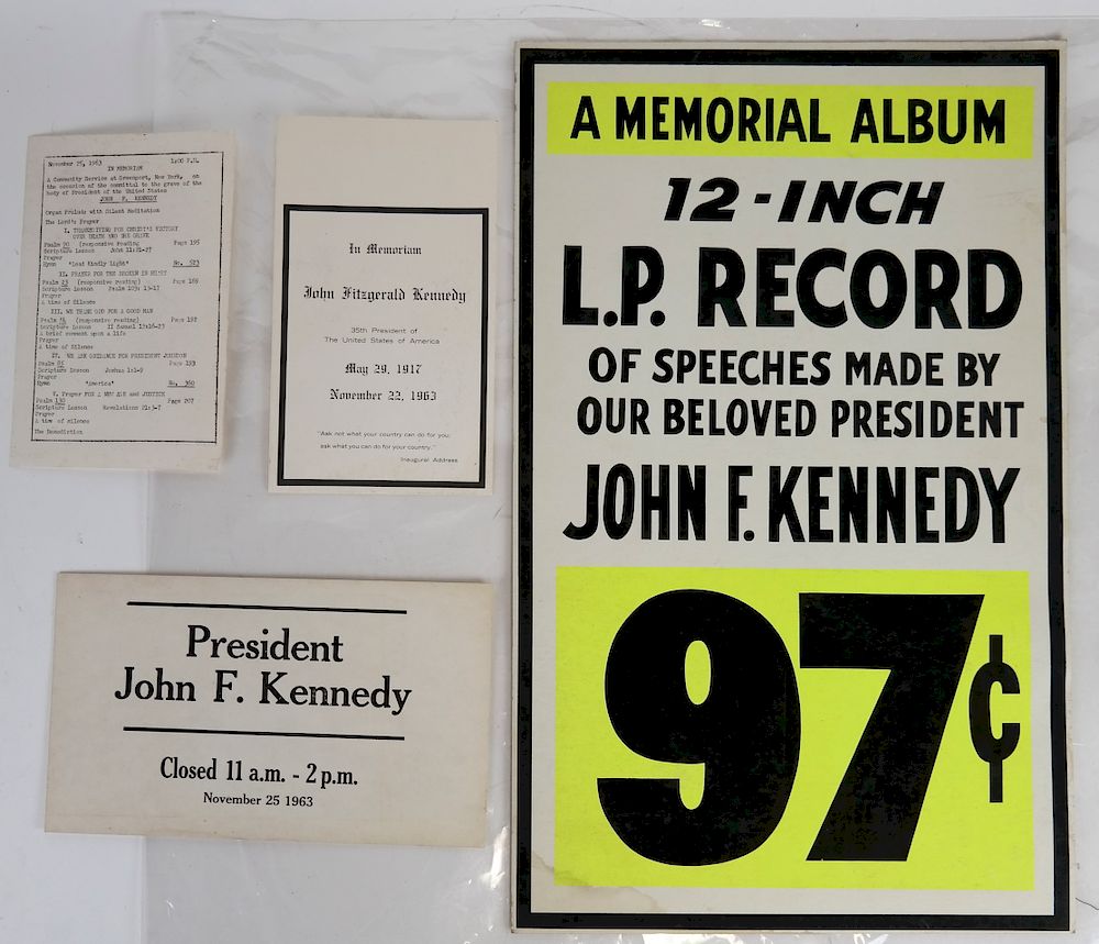 Appraisal: Lot of JFK Advertising Poster Funeral Cards More Lot includes