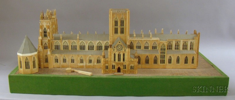 Appraisal: Wood Matchstick and Paper Scale Model of a Cathedral building