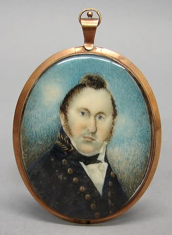 Appraisal: Oval on ivory bust length of gentleman in brass buttoned