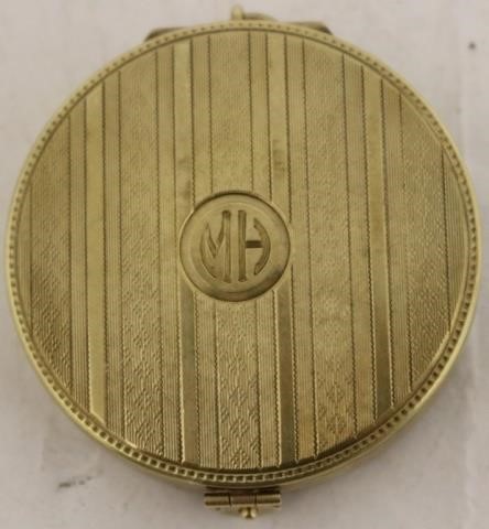 Appraisal: ART DECO KT GOLD COMPACT ENGRAVED CASE WITHMONOGRAM DWT WITH