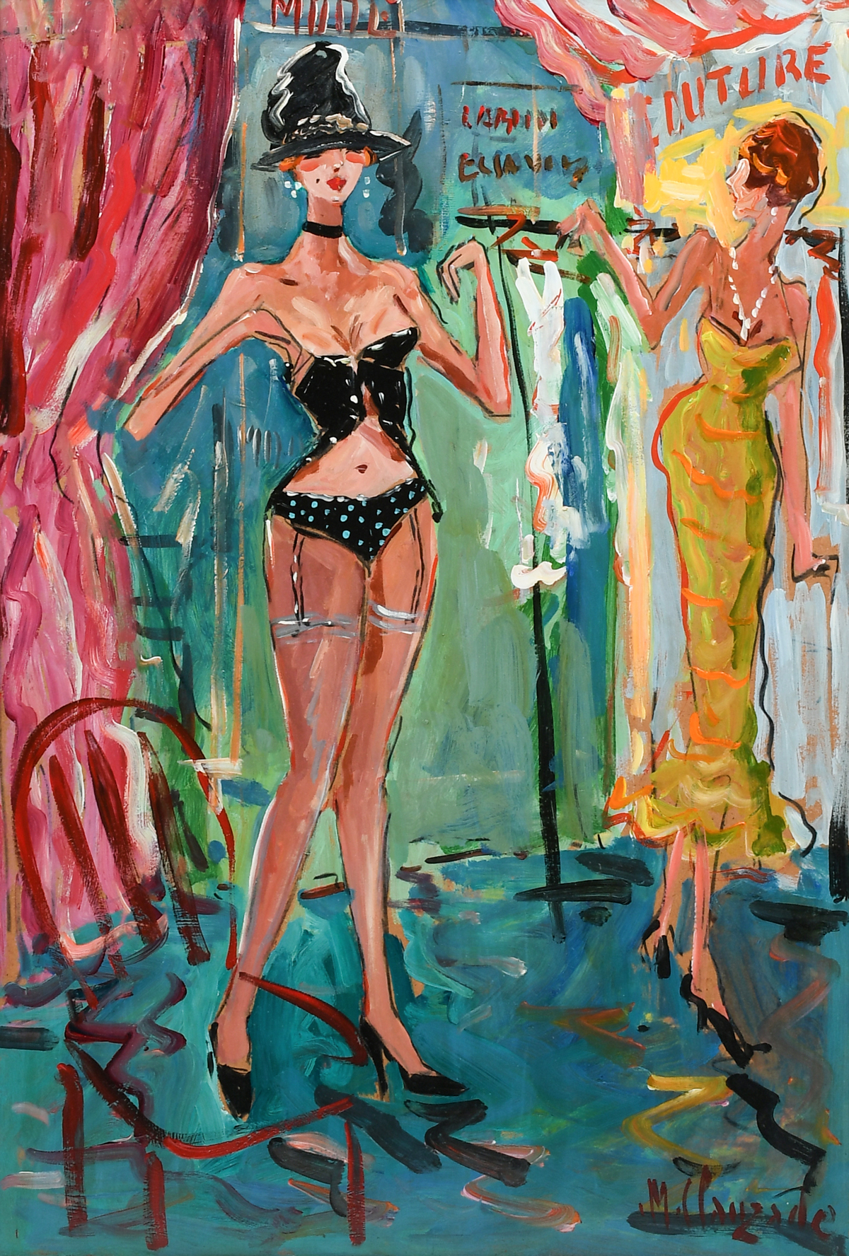 Appraisal: CLAUZADE Marc French b ''Dessous Chicks'' depicting a scantily clad