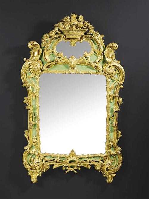 Appraisal: PAINTED MIRROR Louis XV France circa Painted in green and