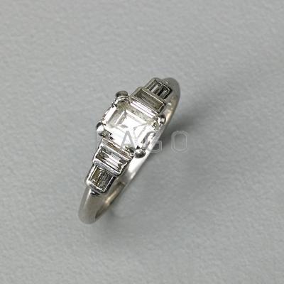 Appraisal: ART DECO DIAMOND PLATINUM ENGAGEMENT RING Asscher cut diamond x