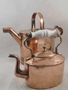 Appraisal: A th century copper kettle with ceramic handle cm high