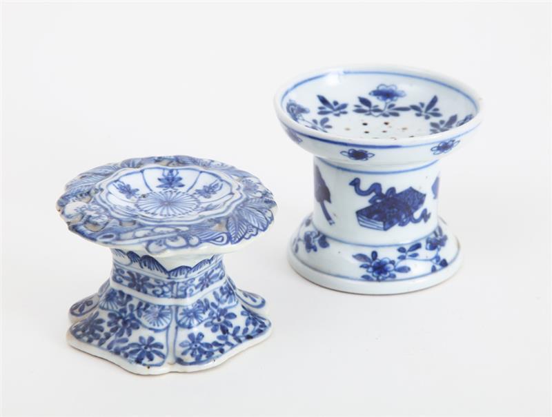 Appraisal: CHINESE BLUE AND WHITE PORCELAIN SANDER AND A BLUE AND