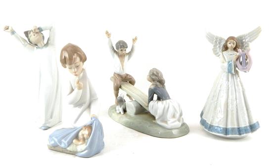 Appraisal: Lladro and Nao four th C Spanish porcelain figurines Lladro