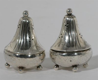 Appraisal: A Georg Jensen silver salt and pepper model no stamped