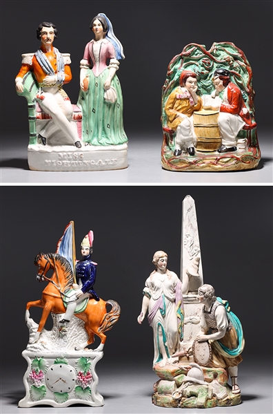 Appraisal: Group of four antique Staffordshire porcelain figures circa th century