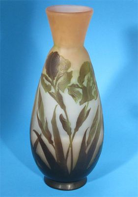 Appraisal: A large Galle cameo glass vase shouldered form brown and