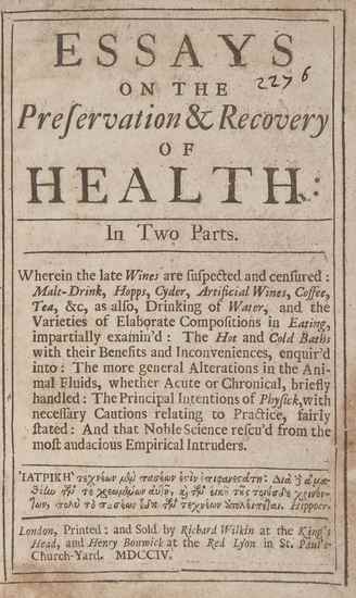 Appraisal: Curteis Thomas Essays on the Preservation Recovery of Health first