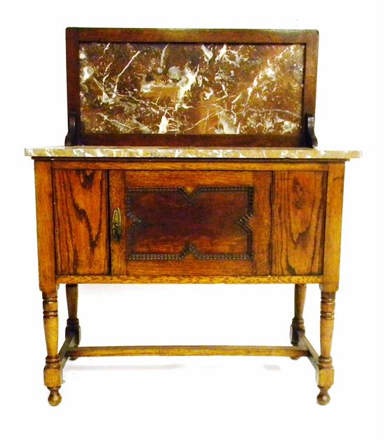 Appraisal: th C English server with rose-colored marble back splash and