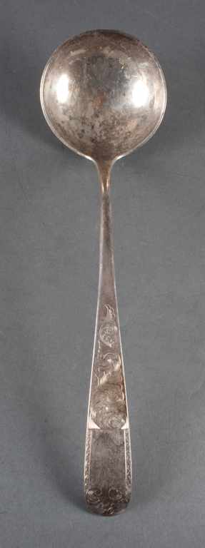 Appraisal: American engraved silver ladle in the ''Mayflower'' pattern S Kirk