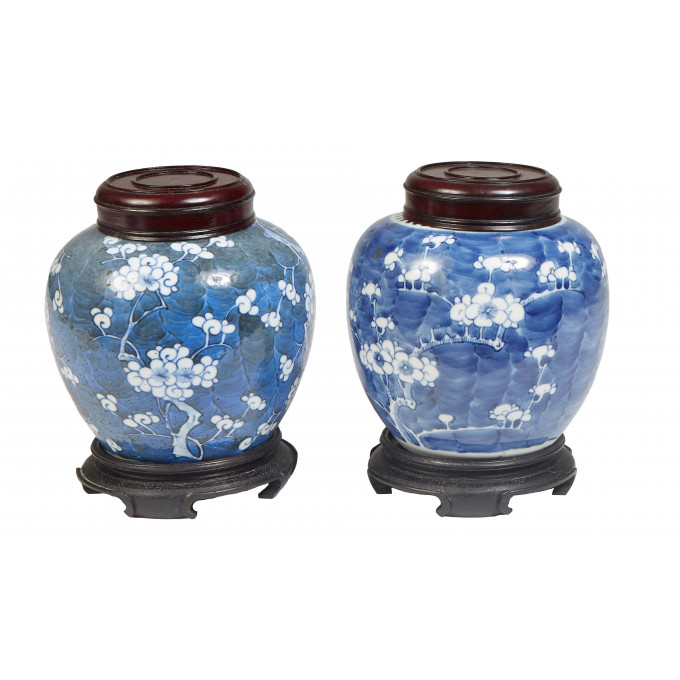 Appraisal: Near Pair of Chinese Blue and White Porcelain Ginger Jars