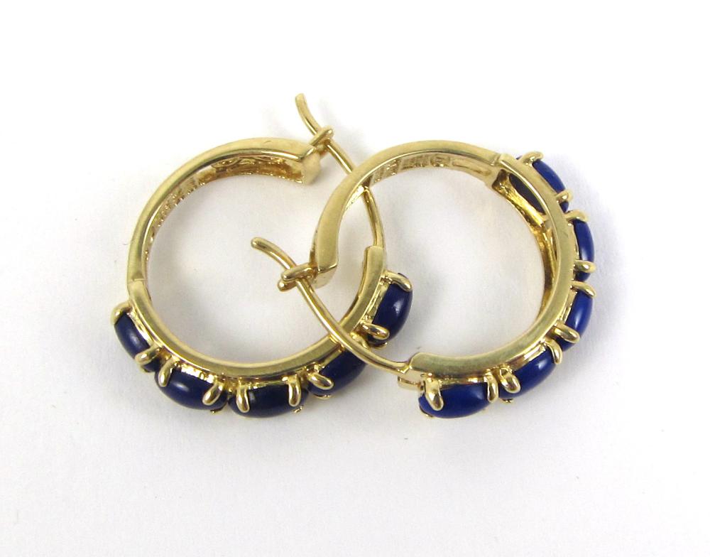 Appraisal: PAIR OF LAPIS AND FOURTEEN KARAT GOLD EARRINGS each k