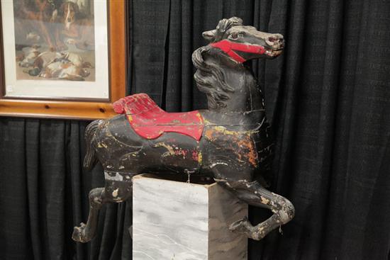 Appraisal: CAROUSEL HORSE American late th or th century Carved and