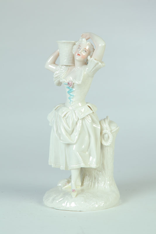 Appraisal: FIGURAL CANDLESTICK European late th century porcelain Figure of a