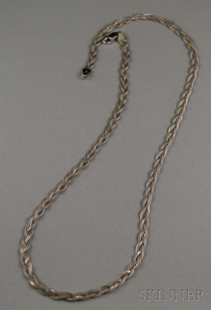 Appraisal: Italian kt White Gold Braided Chain Necklace total dwt lg