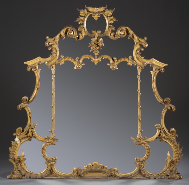 Appraisal: Rococo Style Gilt Mirror Elaborate gilt and gessoed wood in