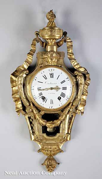 Appraisal: A Fine Louis XVI Gilt Bronze Cartel Clock c dial