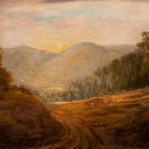 Appraisal: Hudson River School Untitled Haying circa oil on masonite x