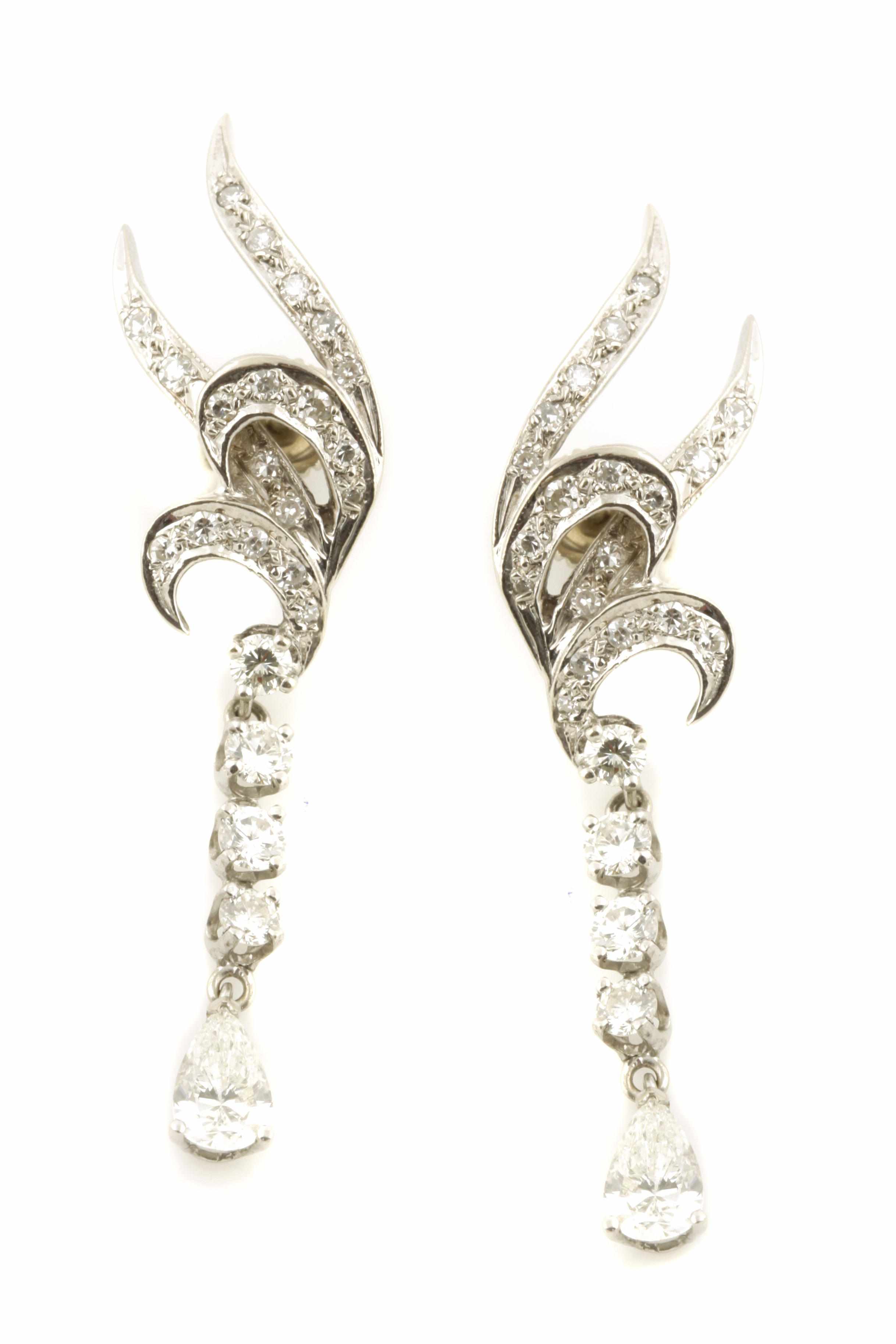 Appraisal: A pair of diamond earring dangles estimated total diamond weight