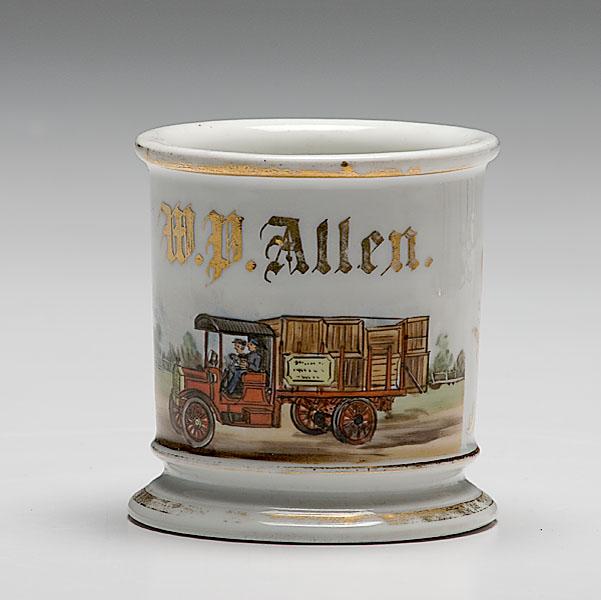 Appraisal: DELIVERY TRUCK DRIVER OCCUPATIONAL SHAVING MUG porcelain with polychrome painted