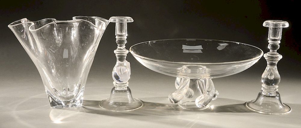 Appraisal: Four piece Steuben crystal group to include glass center bowl