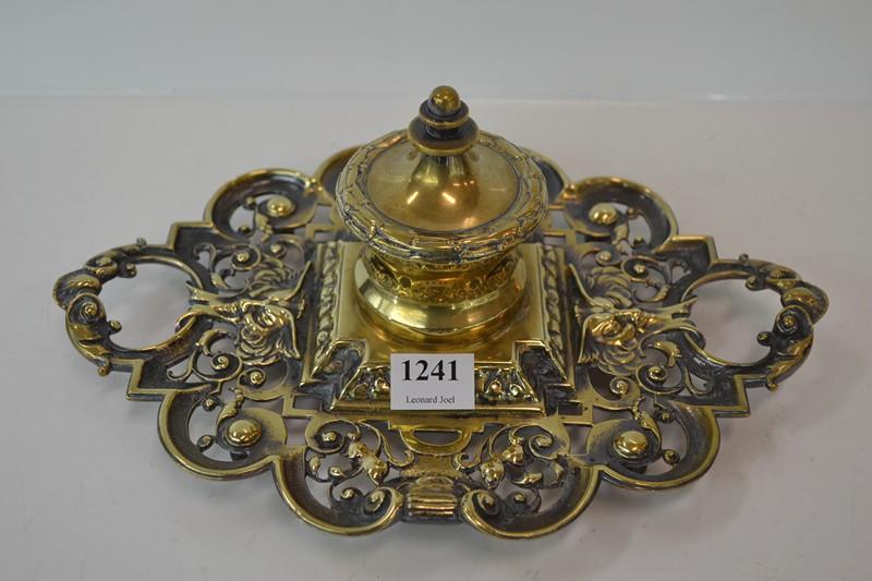 Appraisal: ORNATE BRASS INKWELL