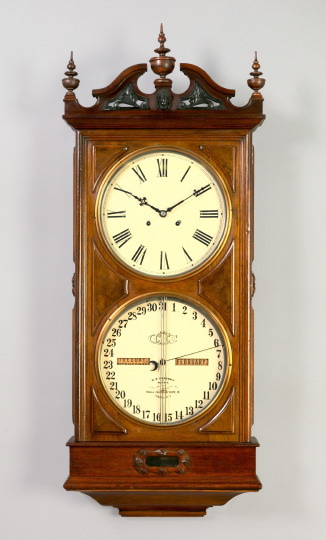 Appraisal: Rare Ithaca Calendar Clock Co Double Dial Wall Clock third