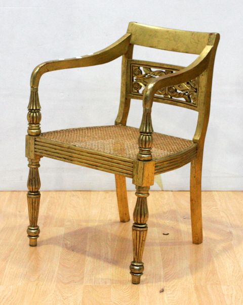 Appraisal: A th century gilt wood and upholstered armchair